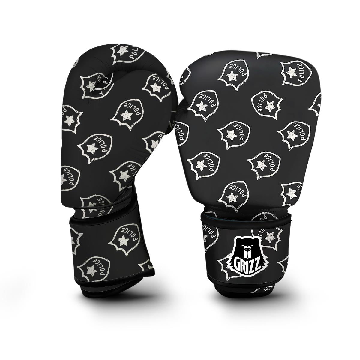 Police Pattern Print Boxing Gloves-grizzshop