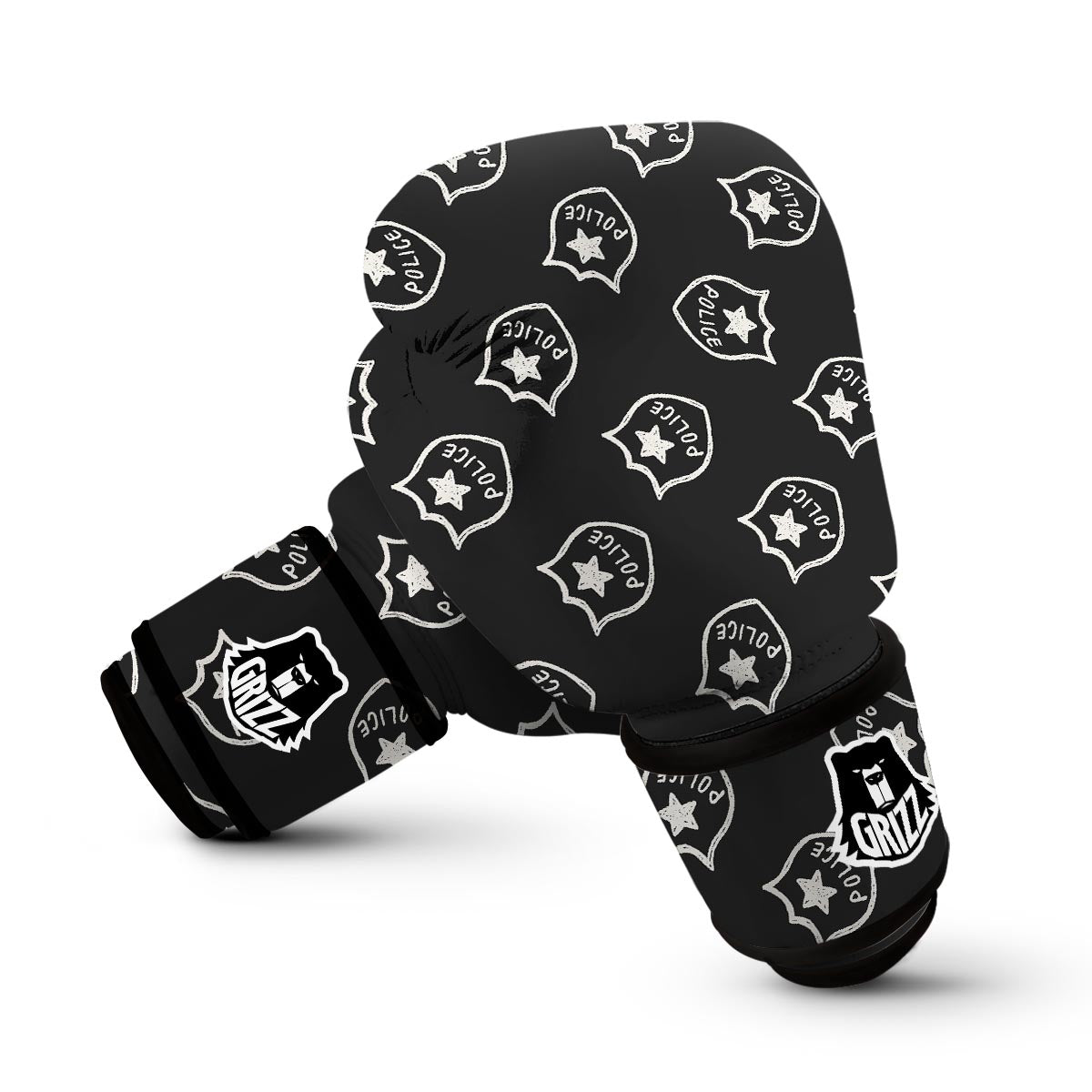 Police Pattern Print Boxing Gloves-grizzshop