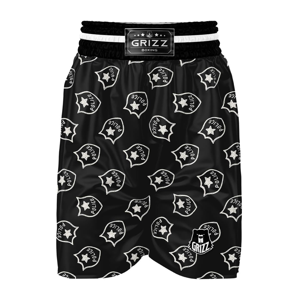 Police Pattern Print Boxing Shorts-grizzshop