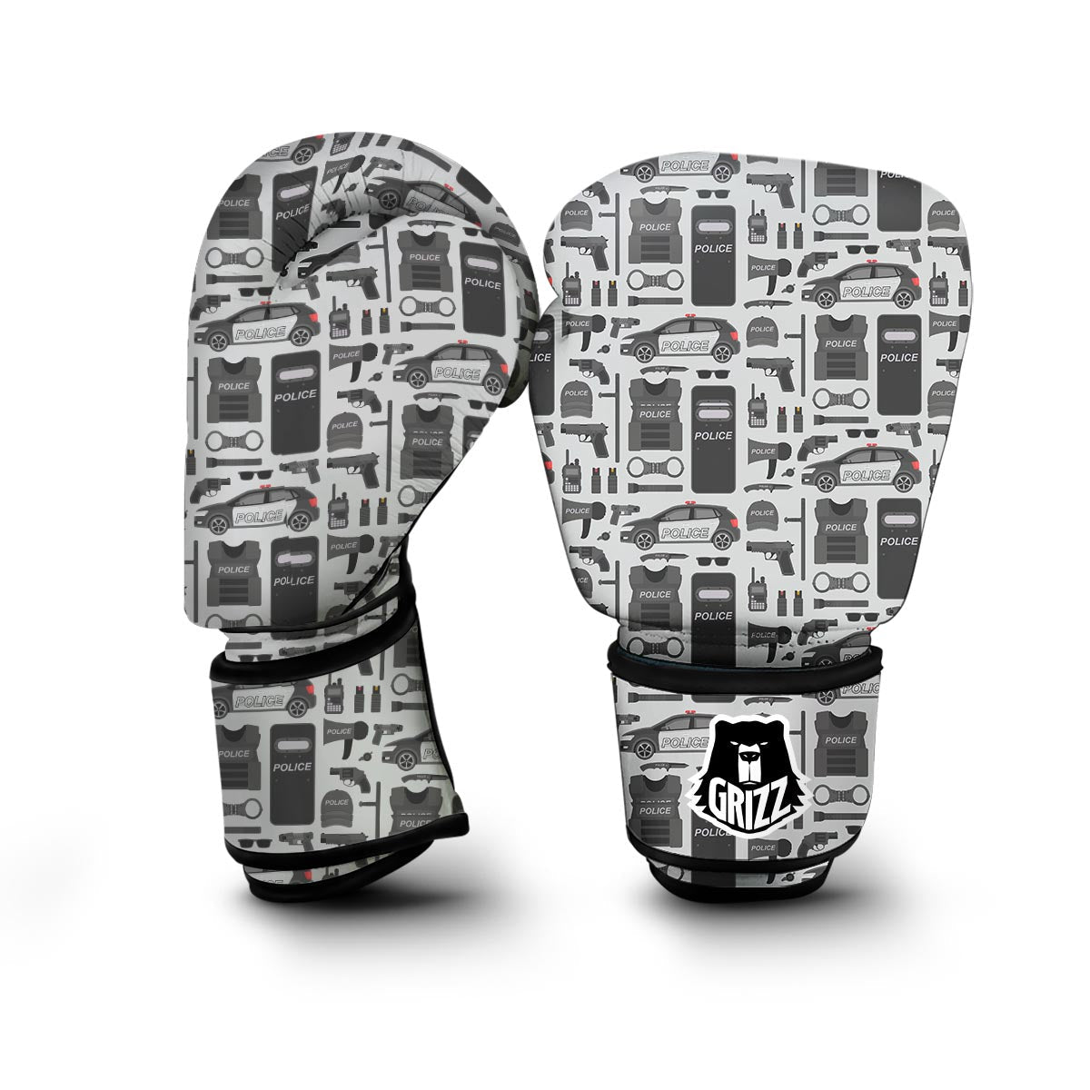 Police Print Pattern Boxing Gloves-grizzshop