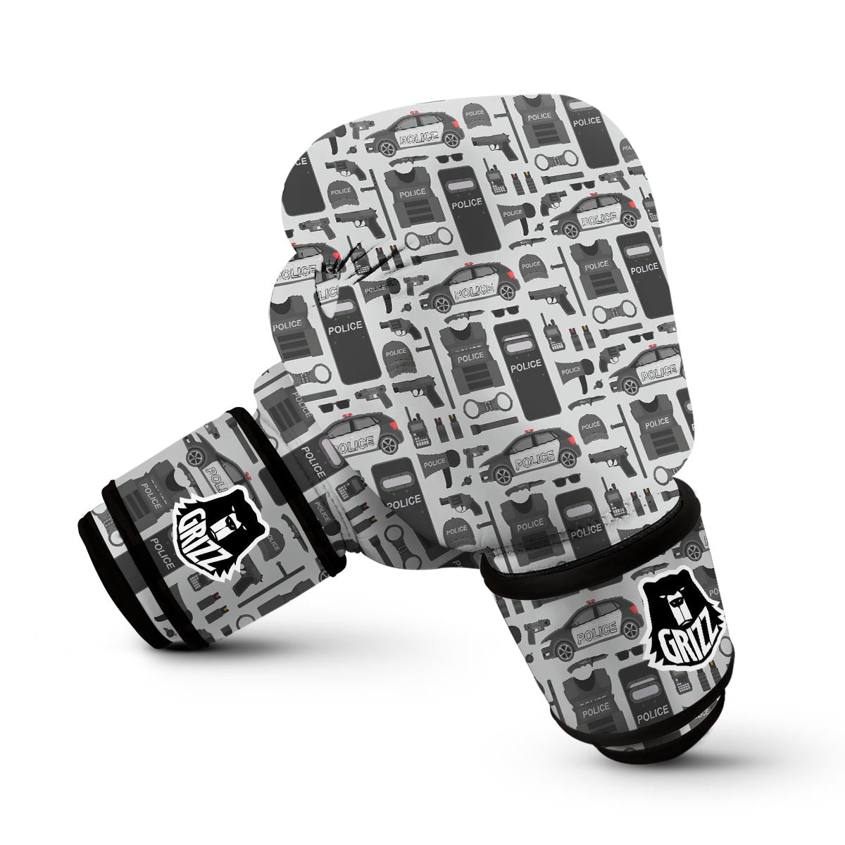 Police Print Pattern Boxing Gloves-grizzshop