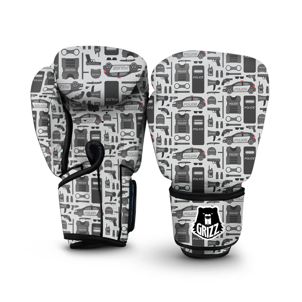 Police Print Pattern Boxing Gloves-grizzshop