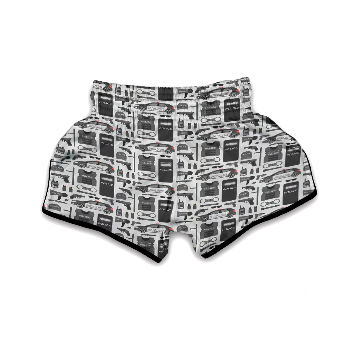 Police Print Pattern Muay Thai Boxing Shorts-grizzshop