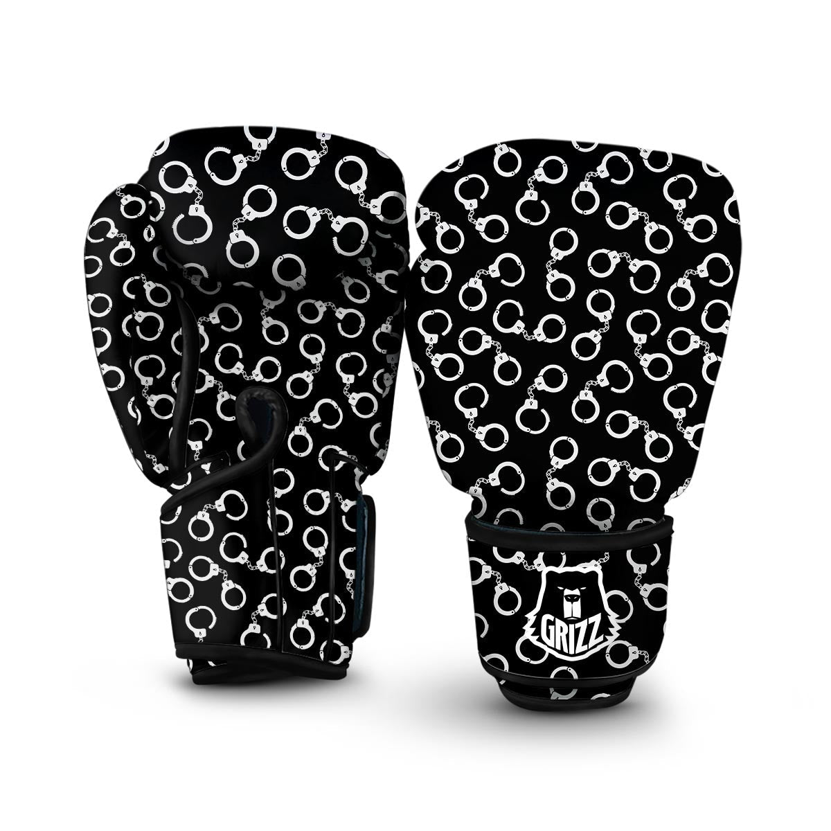 Police Shackle Pattern Print Boxing Gloves-grizzshop