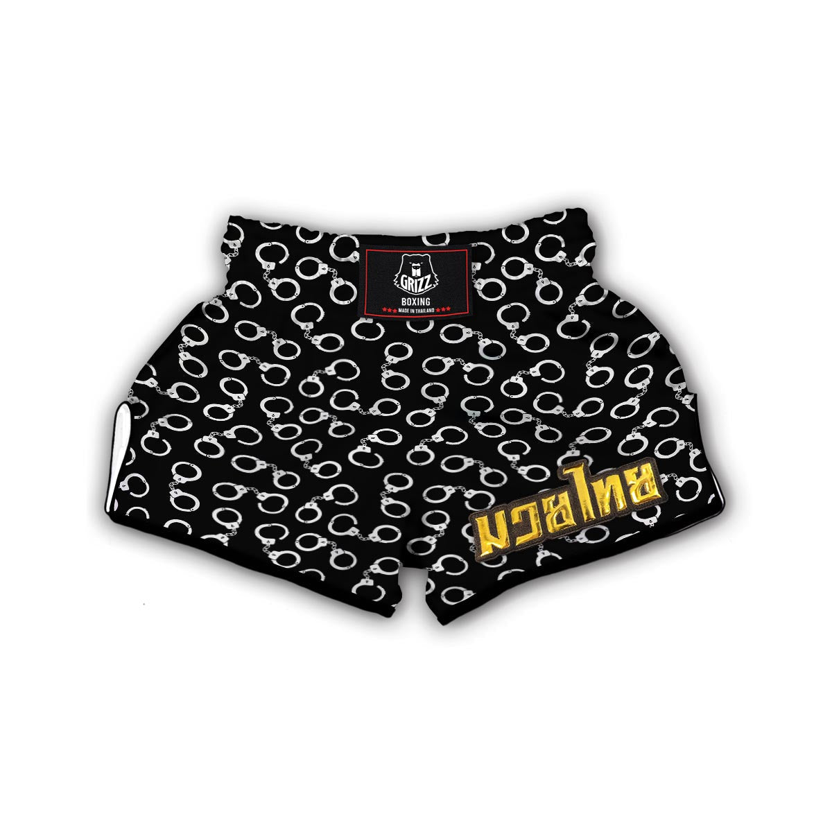 Police Shackle Pattern Print Muay Thai Boxing Shorts-grizzshop