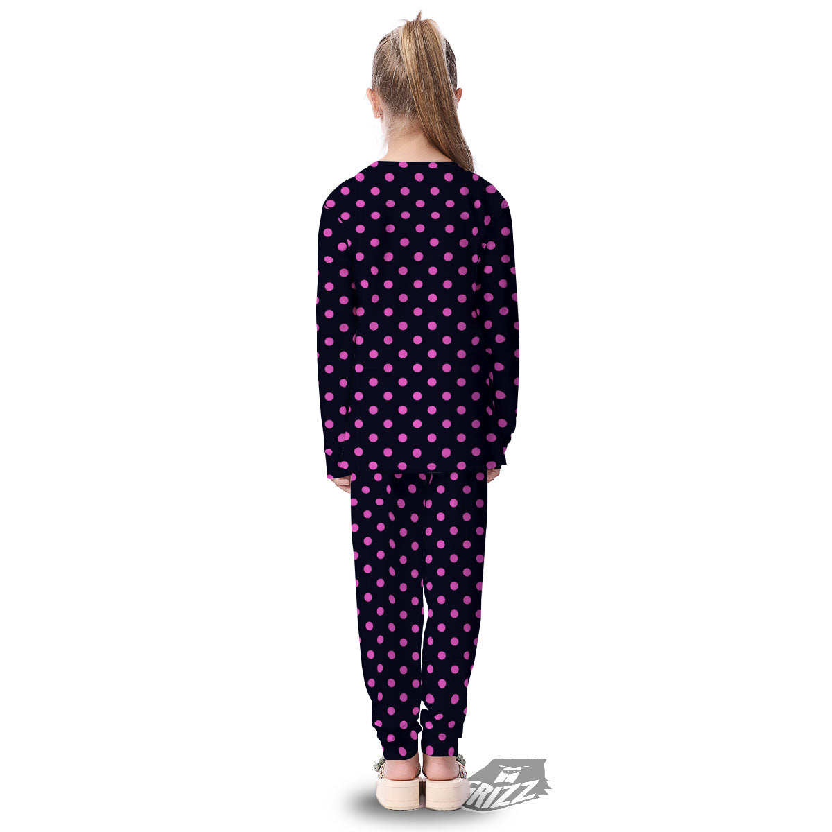 Polka Dot Black And Pink Print Pattern Kid's Pajamas-grizzshop