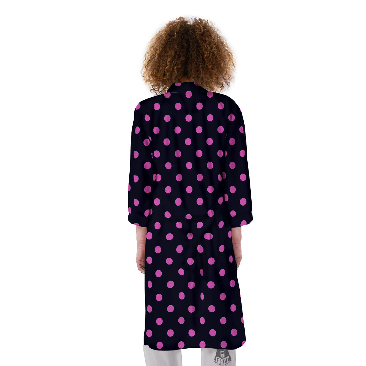 Polka Dot Black And Pink Print Pattern Kimono-grizzshop