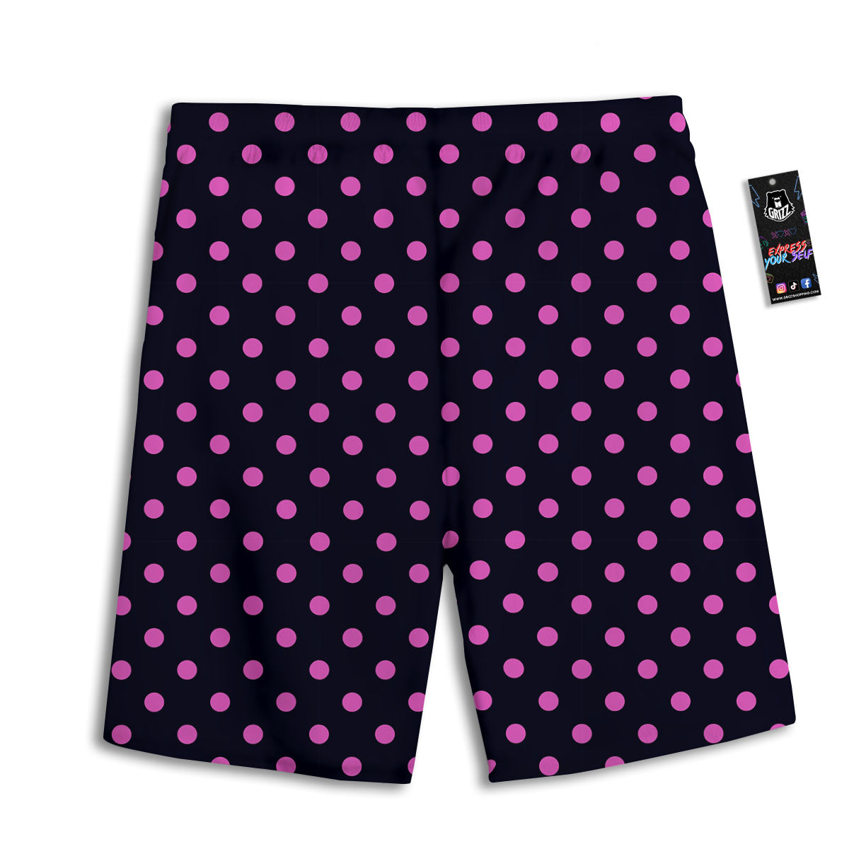 Polka Dot Black And Pink Print Pattern Men's Athletic Shorts