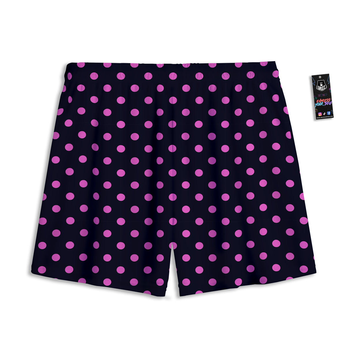 Polka Dot Black And Pink Print Pattern Mesh Shorts