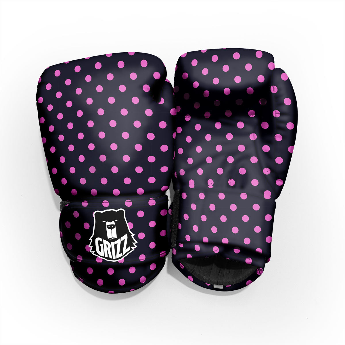 Polka Dot Black And Pink Print Pattern Pro Boxing Glove