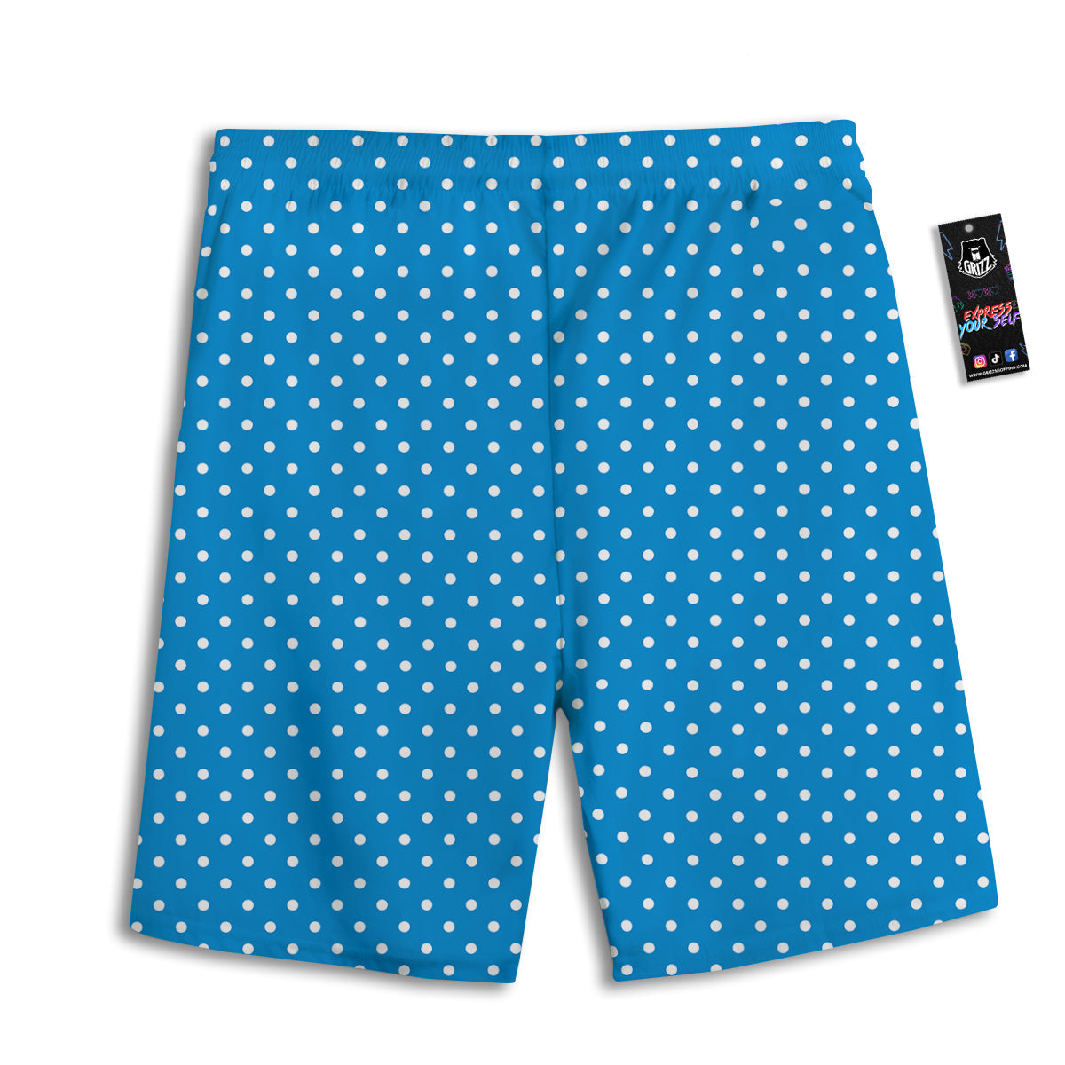 Polka Dot Blue And White Print Pattern Men's Athletic Shorts