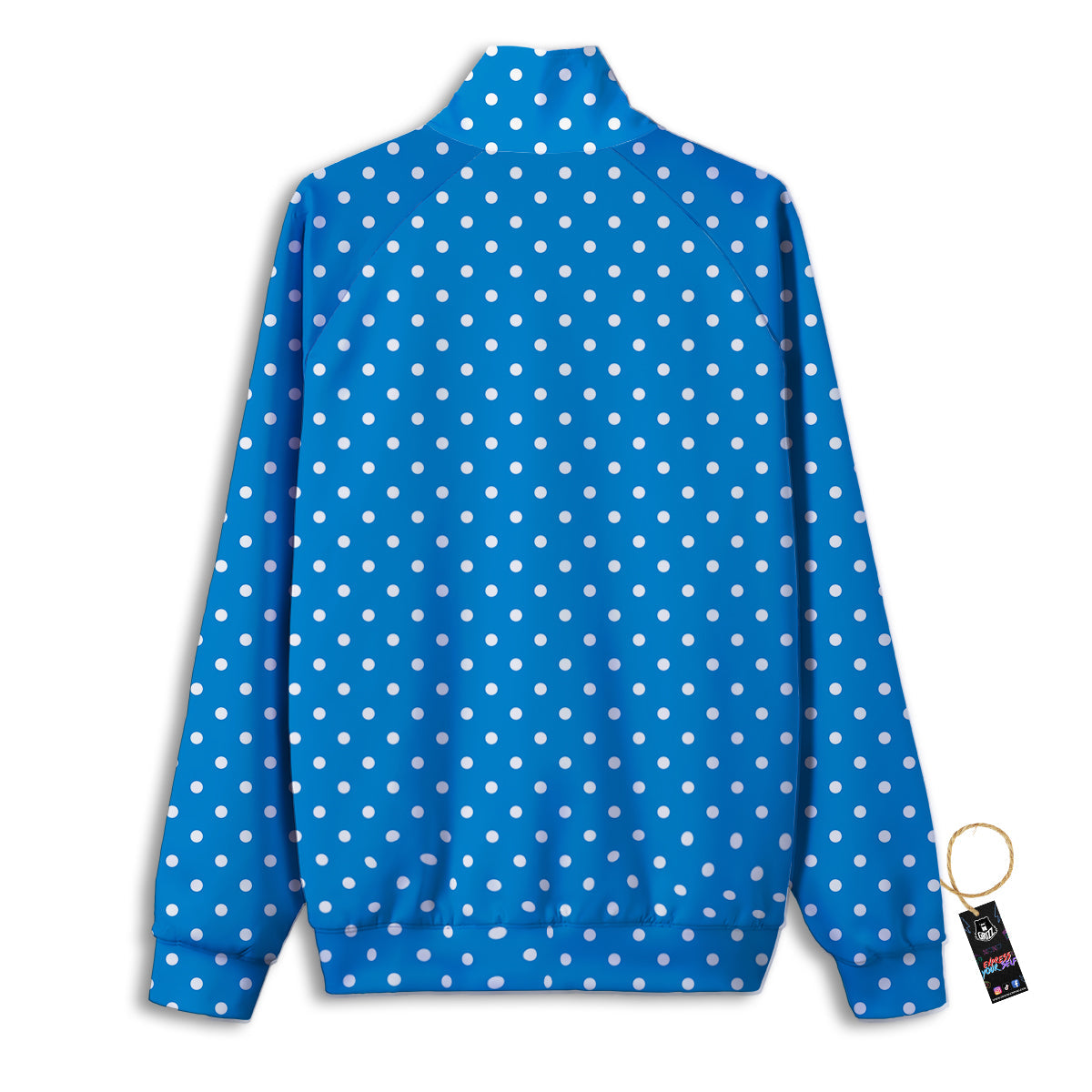 Polka Dot Blue And White Print Pattern Track Jacket-grizzshop