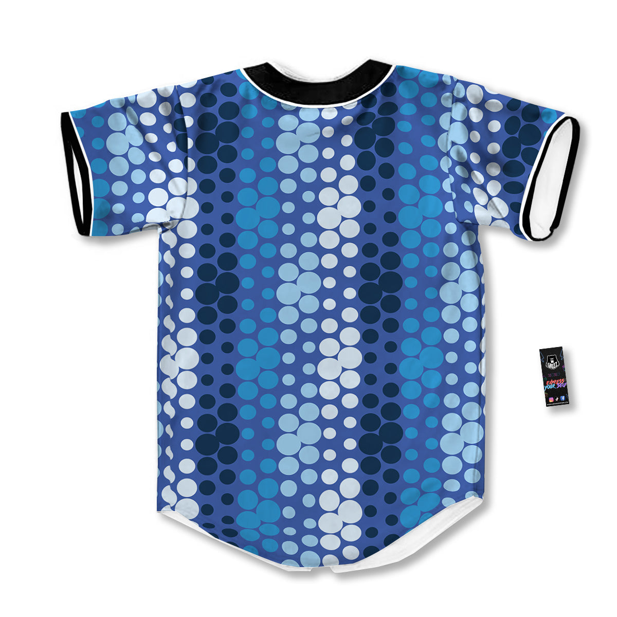 Polka Dot Blue Striped Print Pattern Baseball Jersey-grizzshop