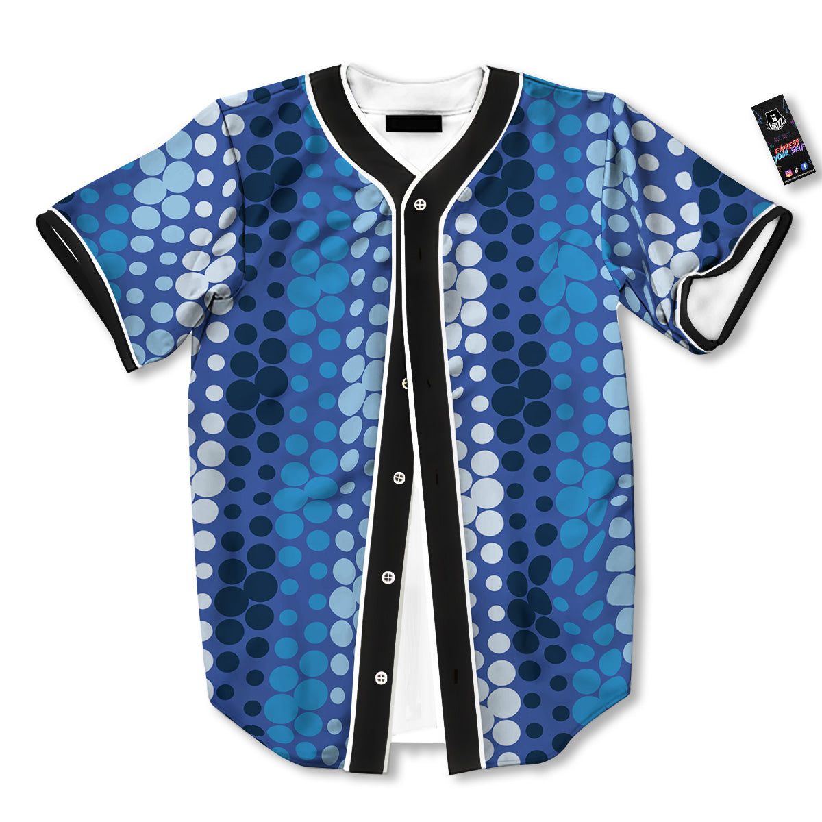 Polka Dot Blue Striped Print Pattern Baseball Jersey-grizzshop
