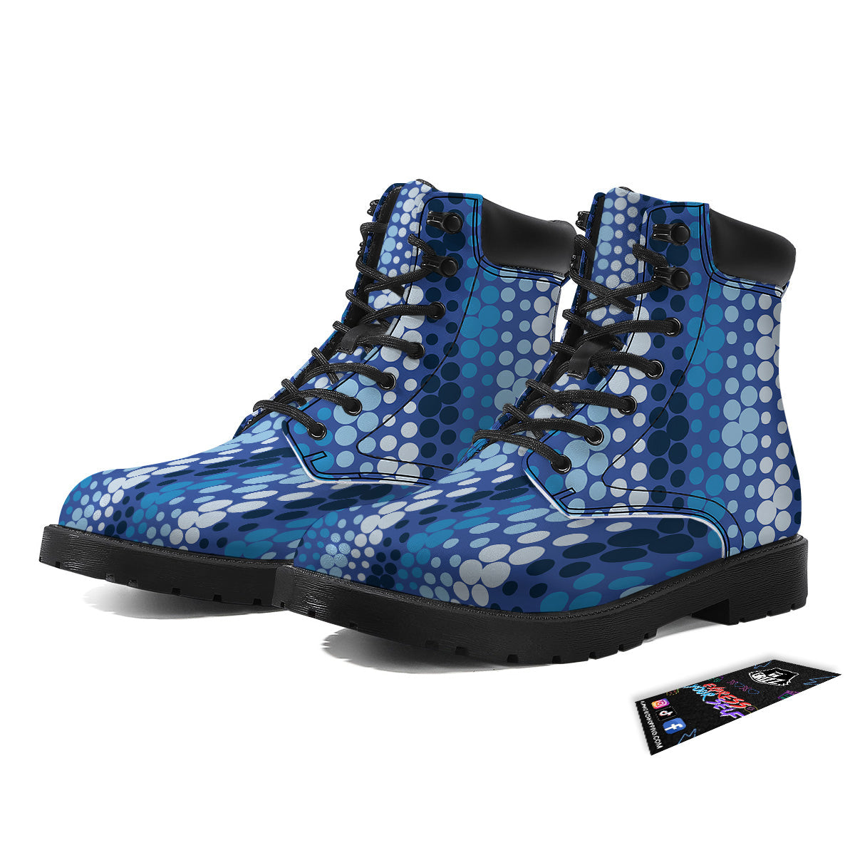 Polka Dot Blue Striped Print Pattern Boots-grizzshop