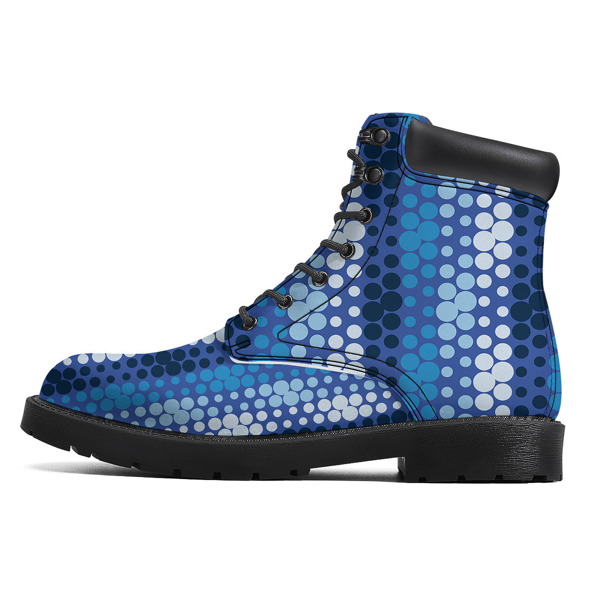 Polka Dot Blue Striped Print Pattern Boots-grizzshop