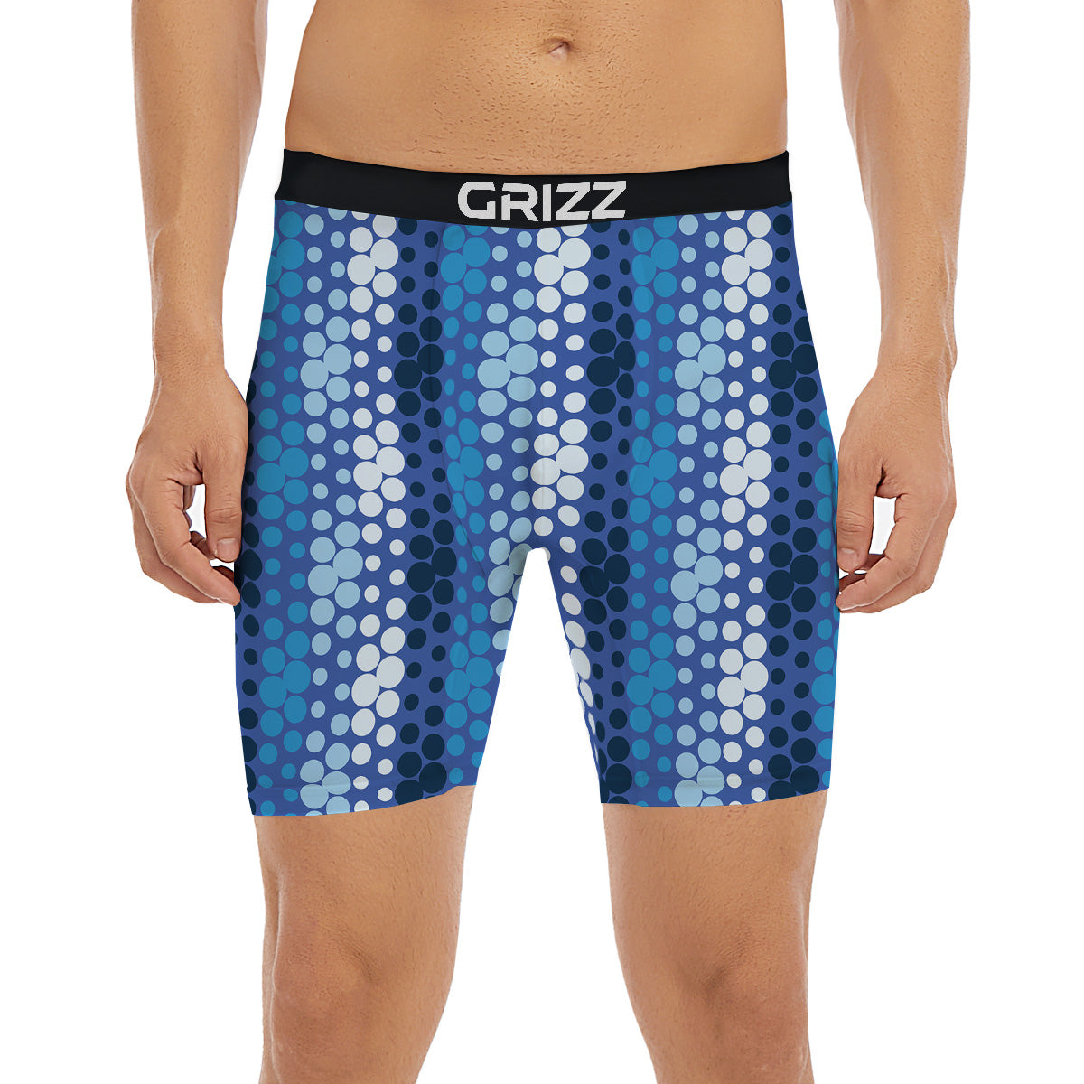 Polka Dot Blue Striped Print Pattern Boxer Briefs-grizzshop