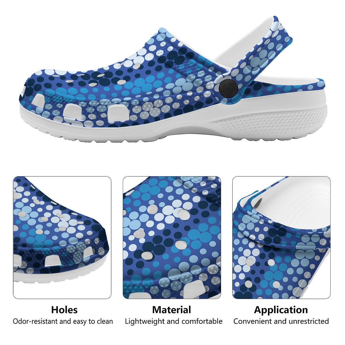 Polka Dot Blue Striped Print Pattern Clog-grizzshop