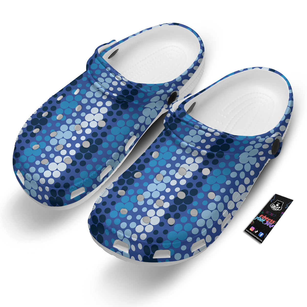 Polka Dot Blue Striped Print Pattern Clog-grizzshop