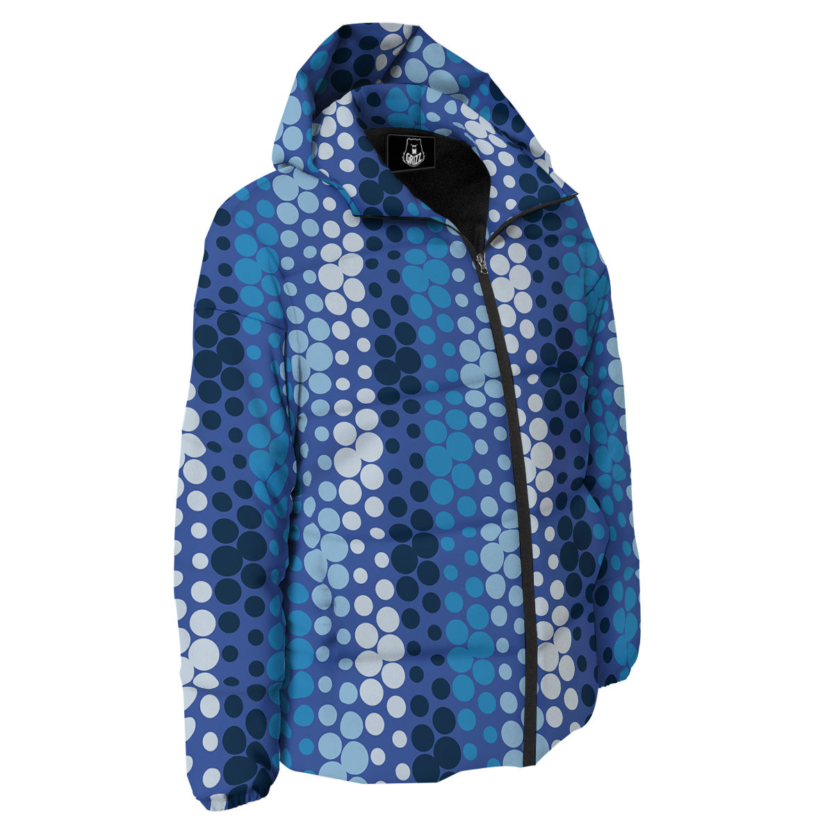 Polka Dot Blue Striped Print Pattern Down Jacket-grizzshop