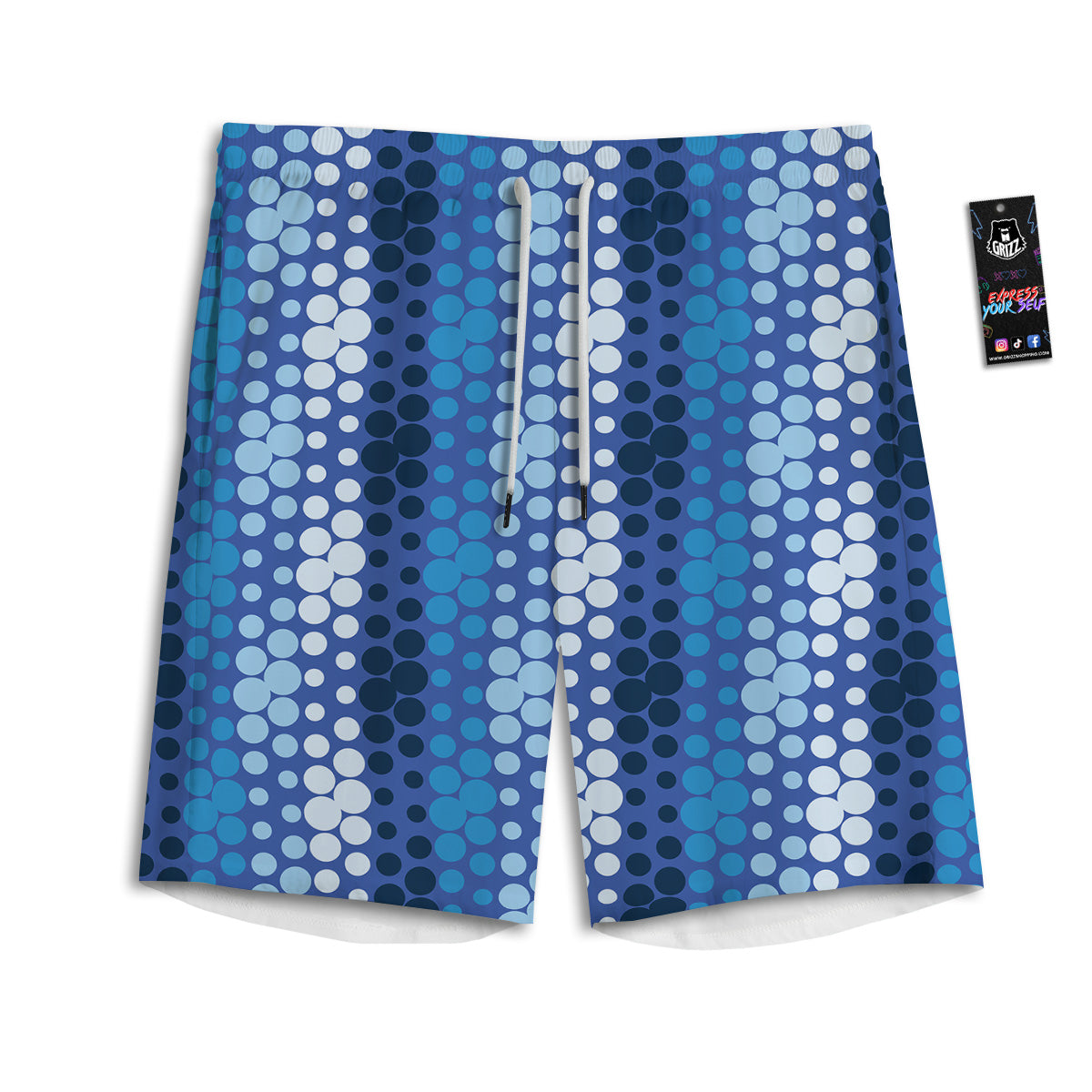 Polka Dot Blue Striped Print Pattern Men's Athletic Shorts