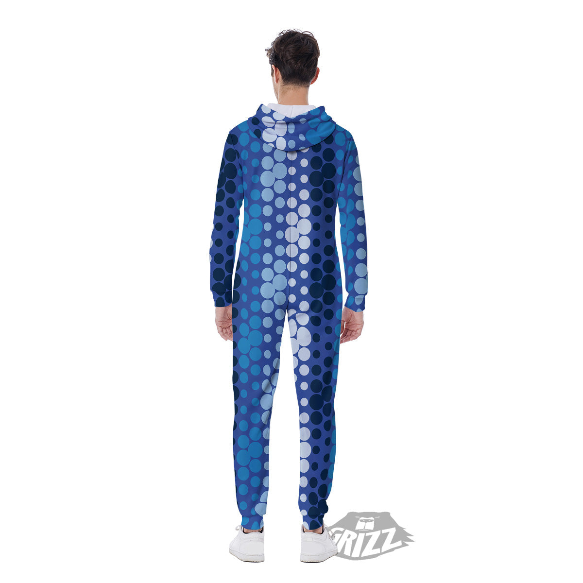 Polka Dot Blue Striped Print Pattern Men's Jumpsuit-grizzshop