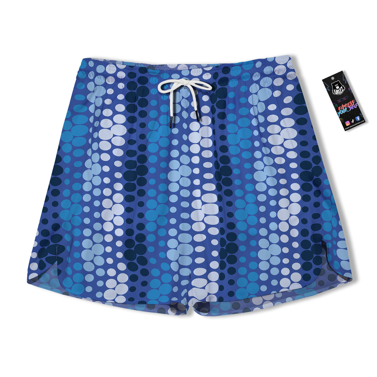 Polka Dot Blue Striped Print Pattern Men's Running Shorts-grizzshop