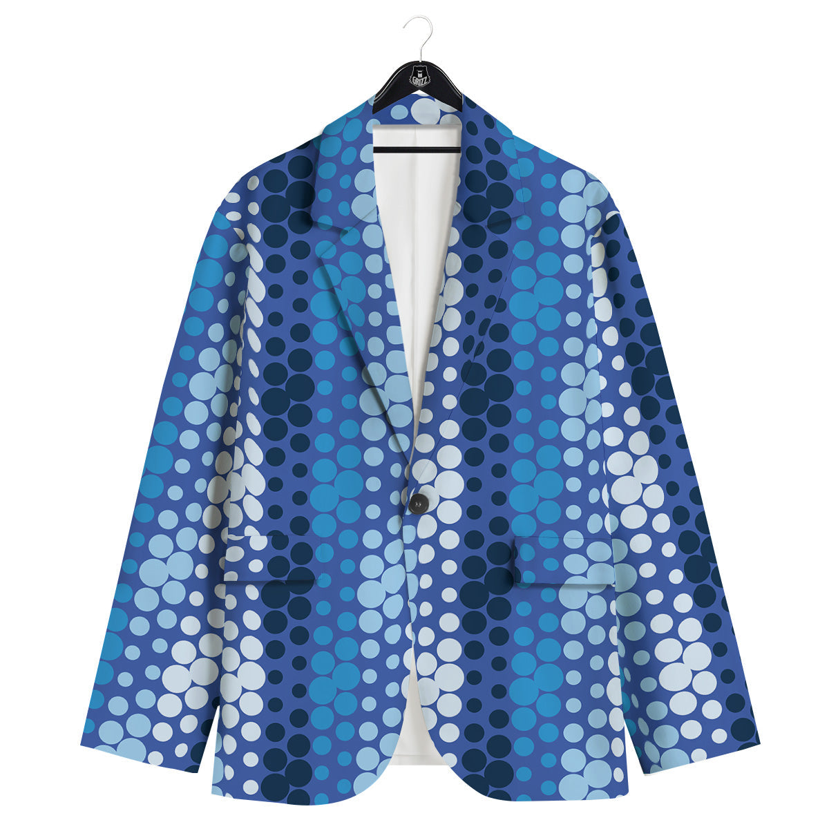 Polka Dot Blue Striped Print Pattern Men's Sport Coat-grizzshop