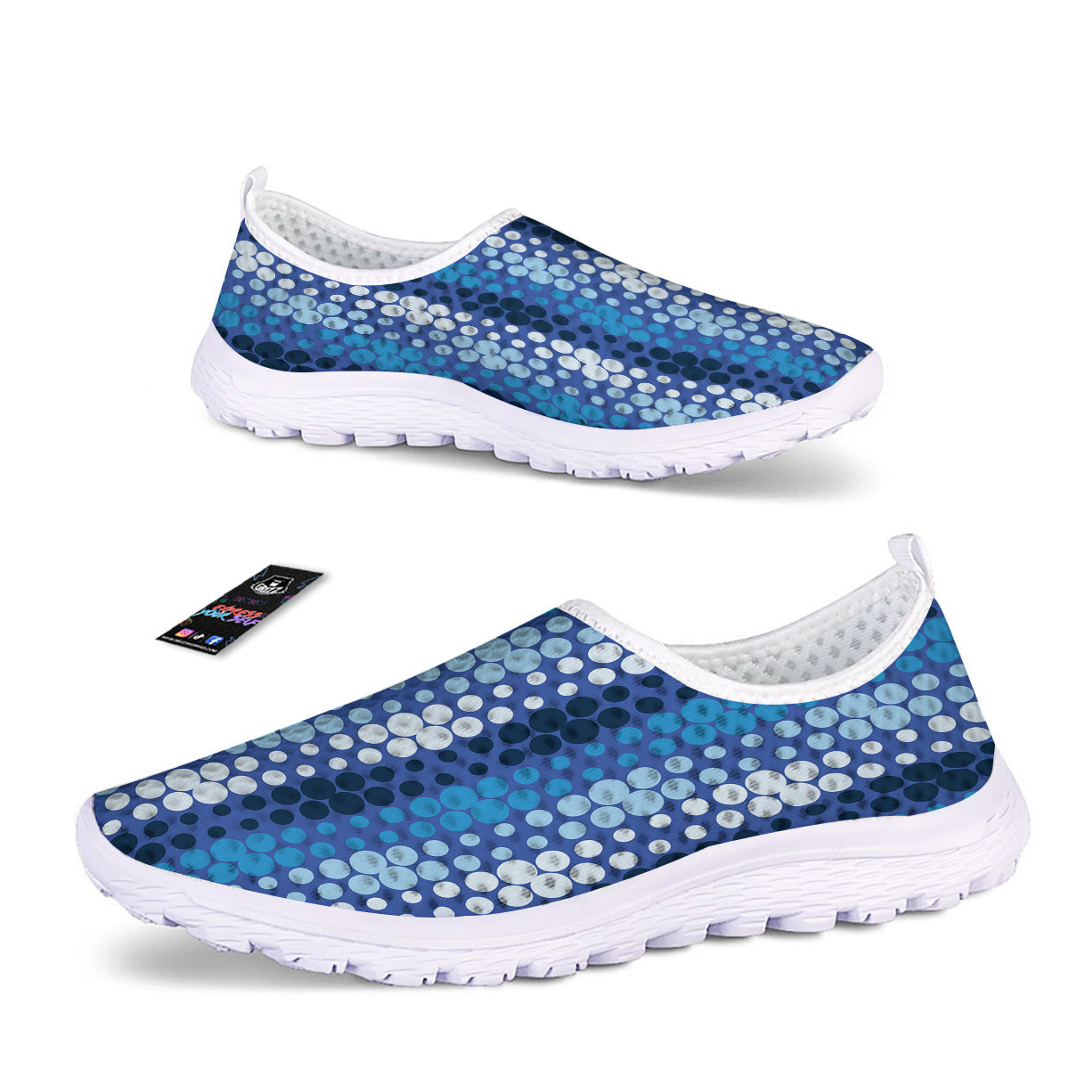 Polka Dot Blue Striped Print Pattern Nurse Shoes-grizzshop