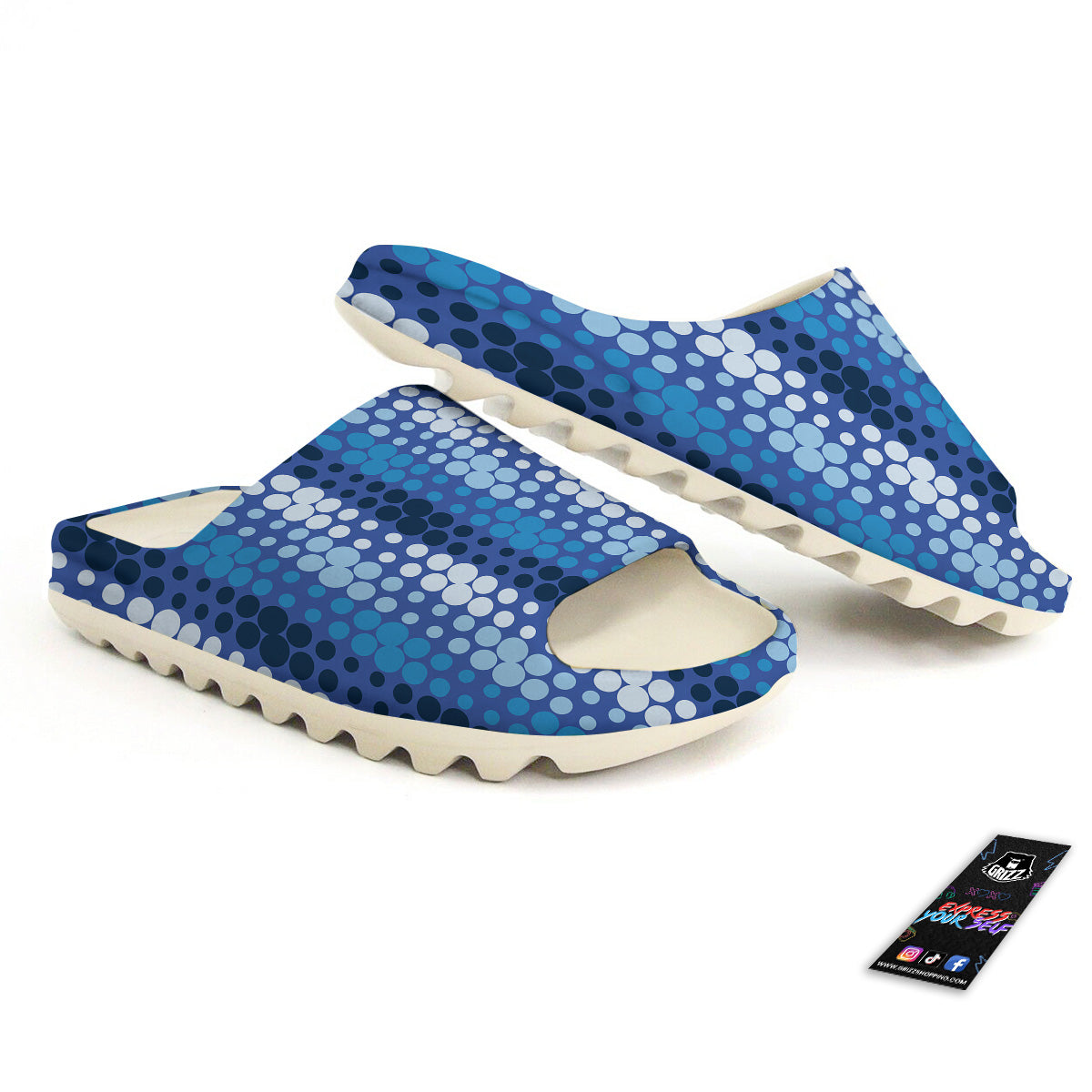 Polka Dot Blue Striped Print Pattern Sandals-grizzshop