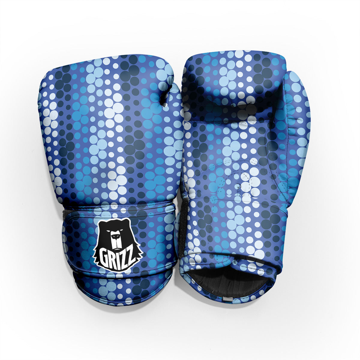 Polka Dot Blue Striped Print Pattern Pro Boxing Glove