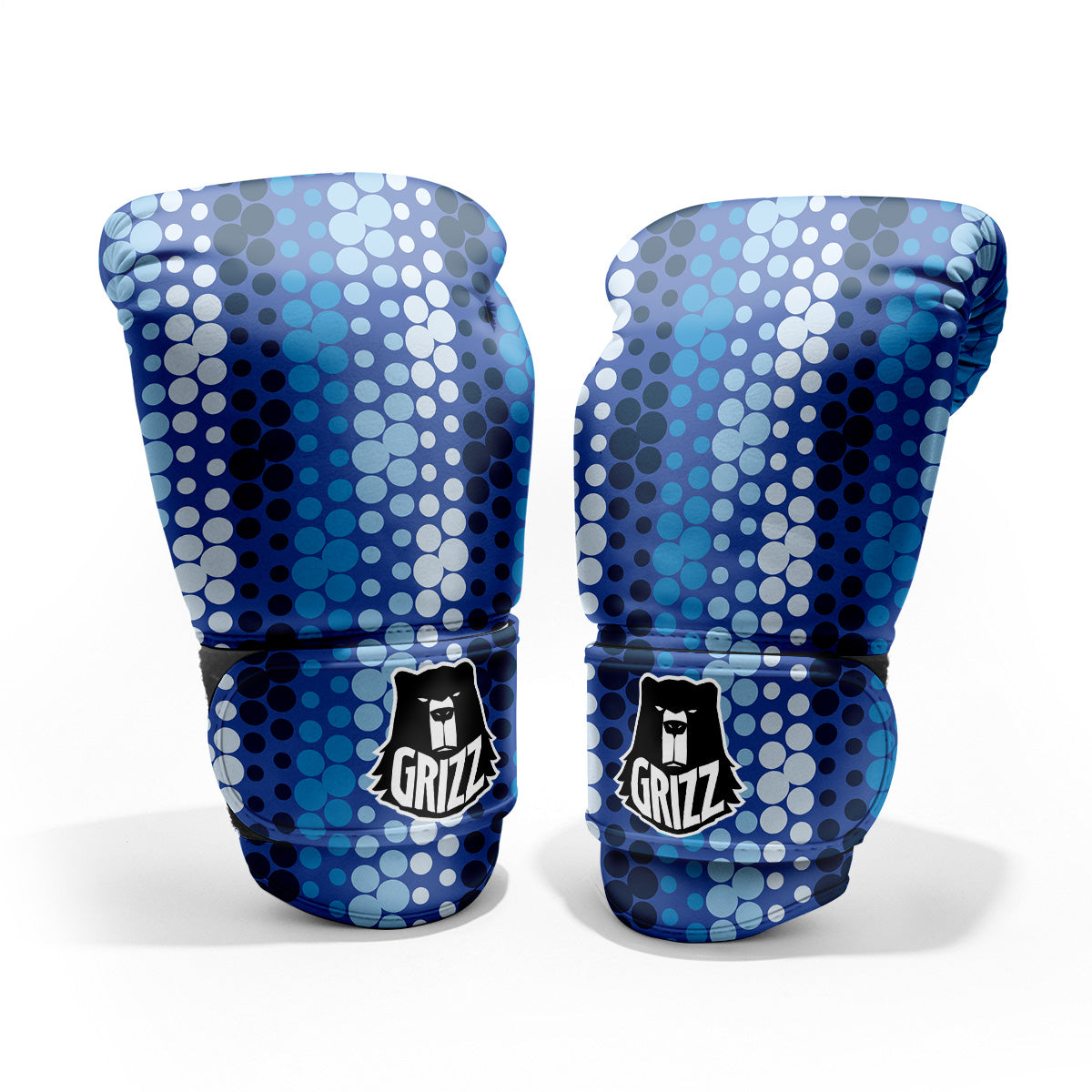 Polka Dot Blue Striped Print Pattern Pro Boxing Glove