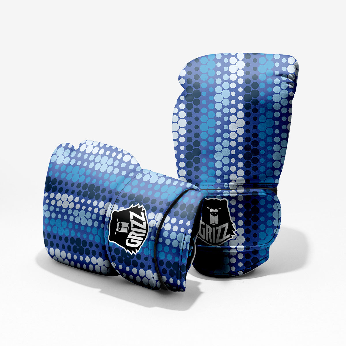 Polka Dot Blue Striped Print Pattern Pro Boxing Glove