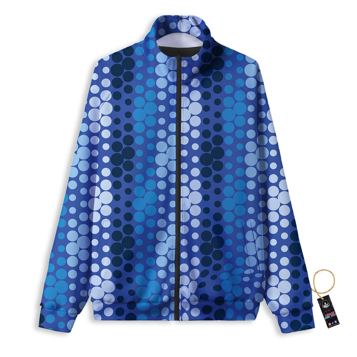 Polka Dot Blue Striped Print Pattern Track Jacket-grizzshop