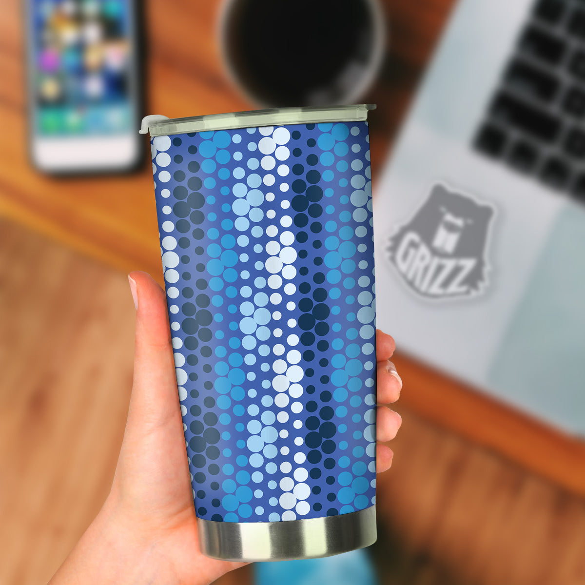 Polka Dot Blue Striped Print Pattern Tumbler-grizzshop