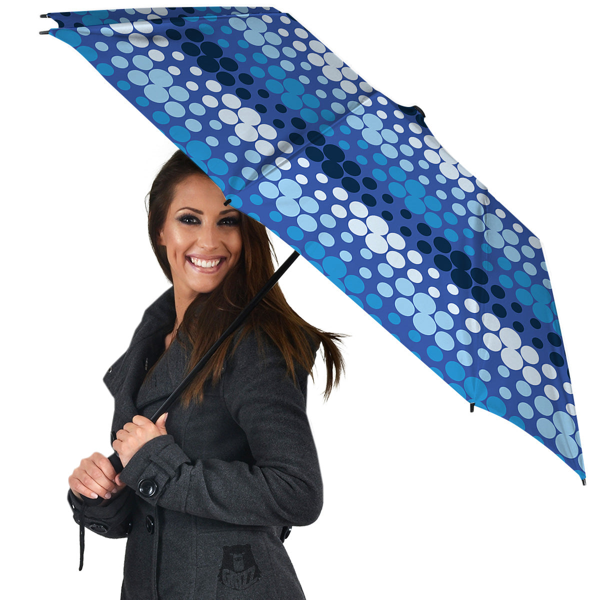 Polka Dot Blue Striped Print Pattern Umbrella-grizzshop