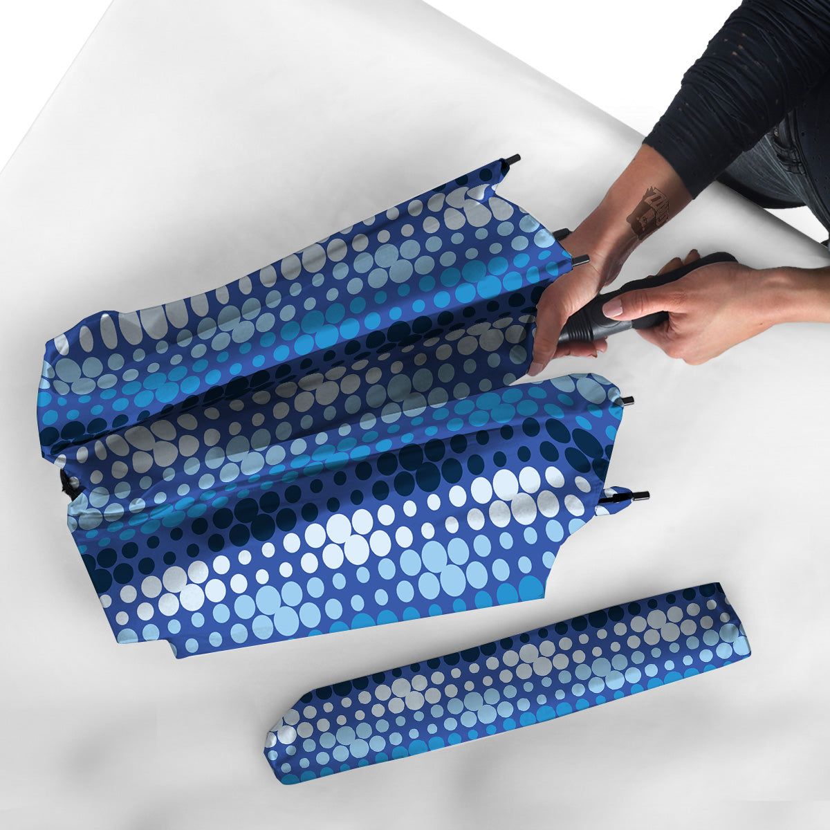 Polka Dot Blue Striped Print Pattern Umbrella-grizzshop