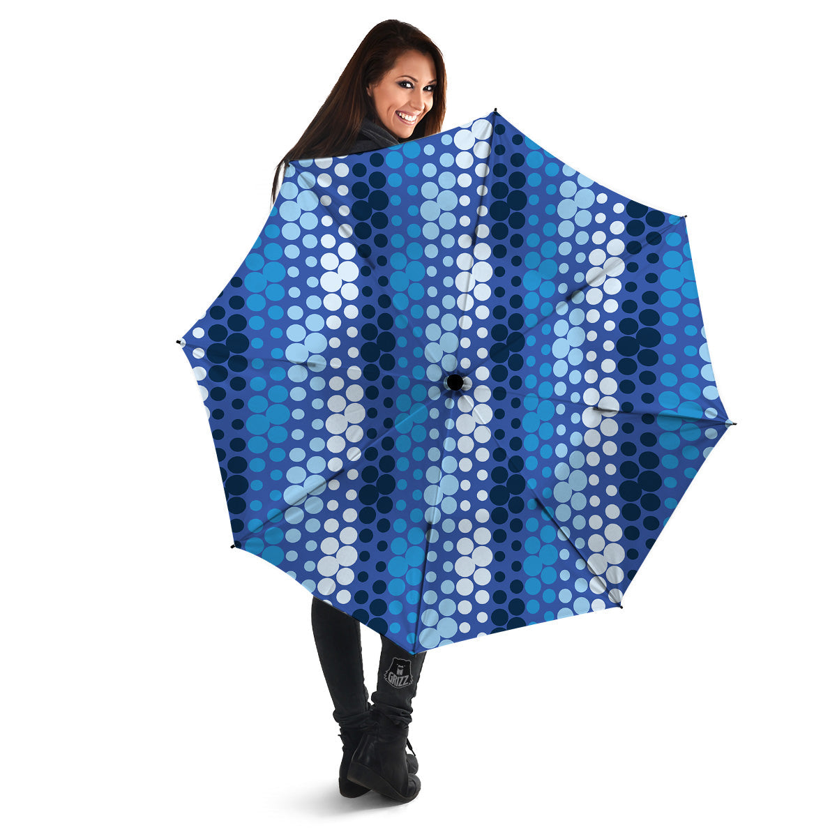Polka Dot Blue Striped Print Pattern Umbrella-grizzshop