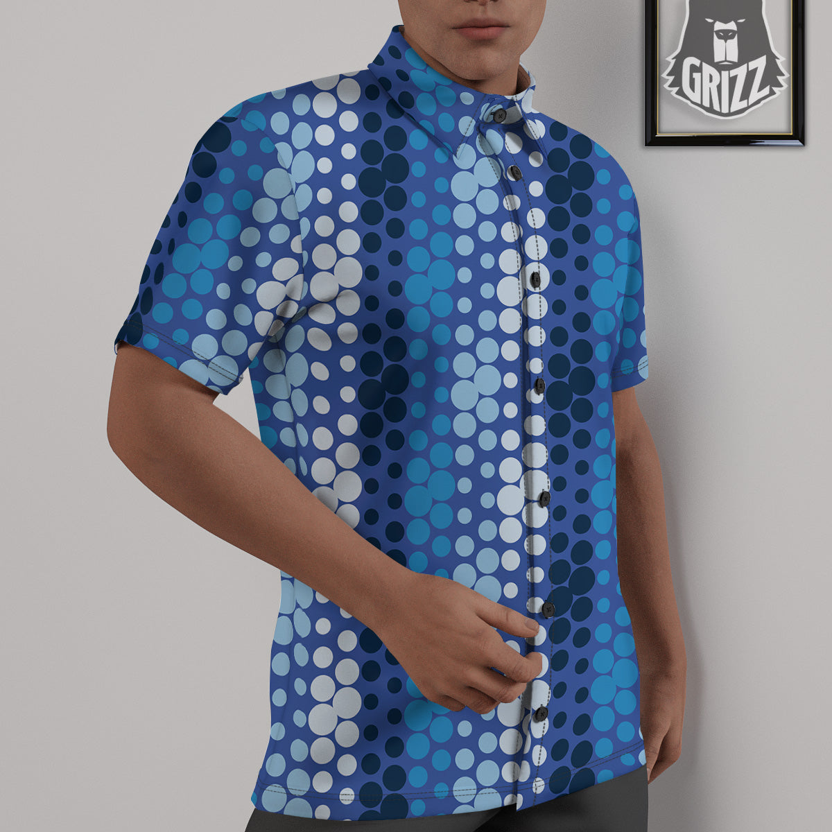 Polka Dot Blue Striped Print Pattern Untucked Shirts-grizzshop