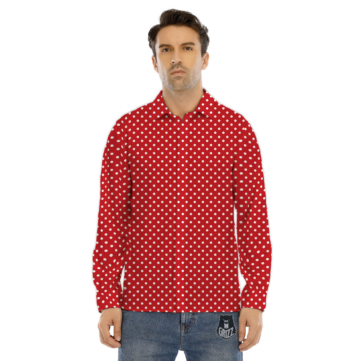 Polka Dot Christmas Print Pattern Men's Dress Shirts-grizzshop