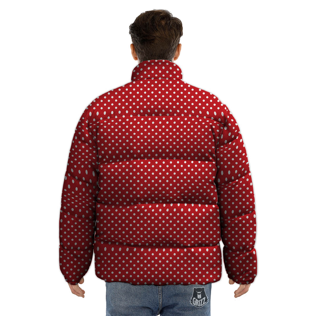 Polka Dot Christmas Print Pattern Puffer Jacket-grizzshop