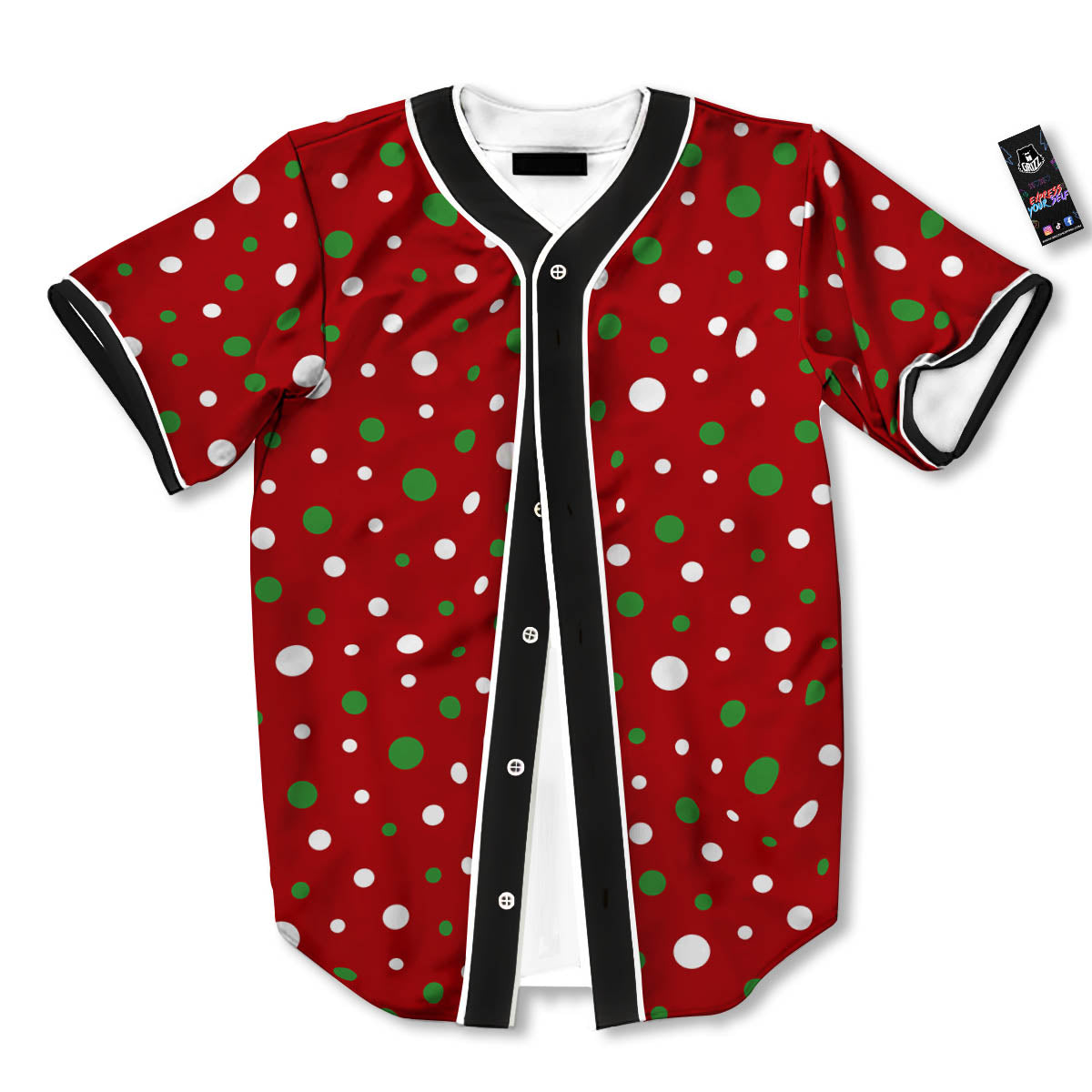 Polka Dot Christmas Style Print Pattern Baseball Jersey-grizzshop