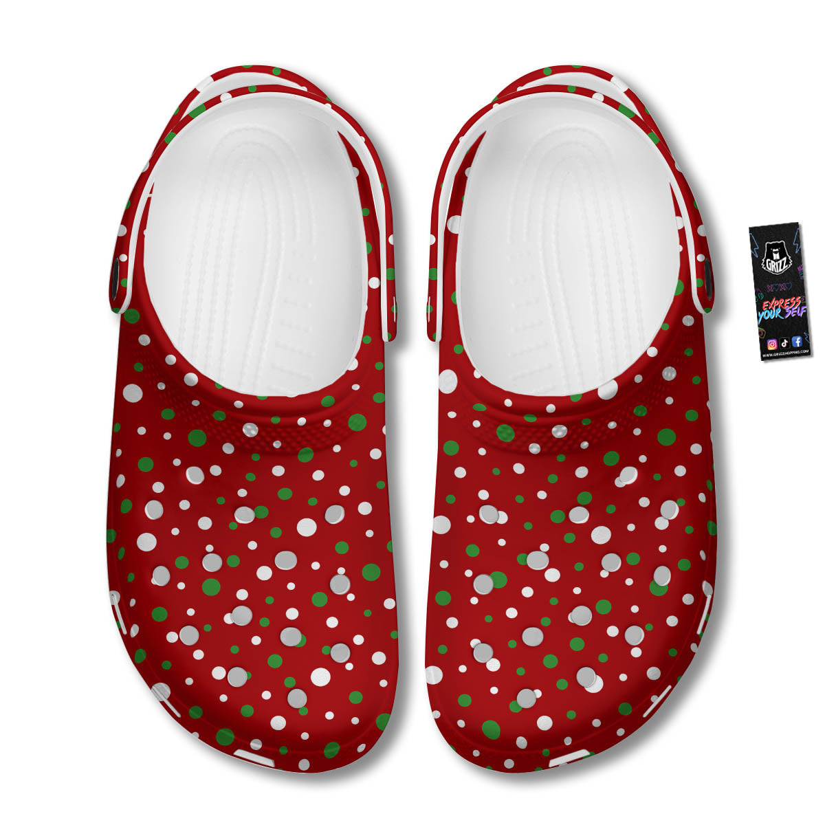 Polka Dot Christmas Style Print Pattern Clog-grizzshop