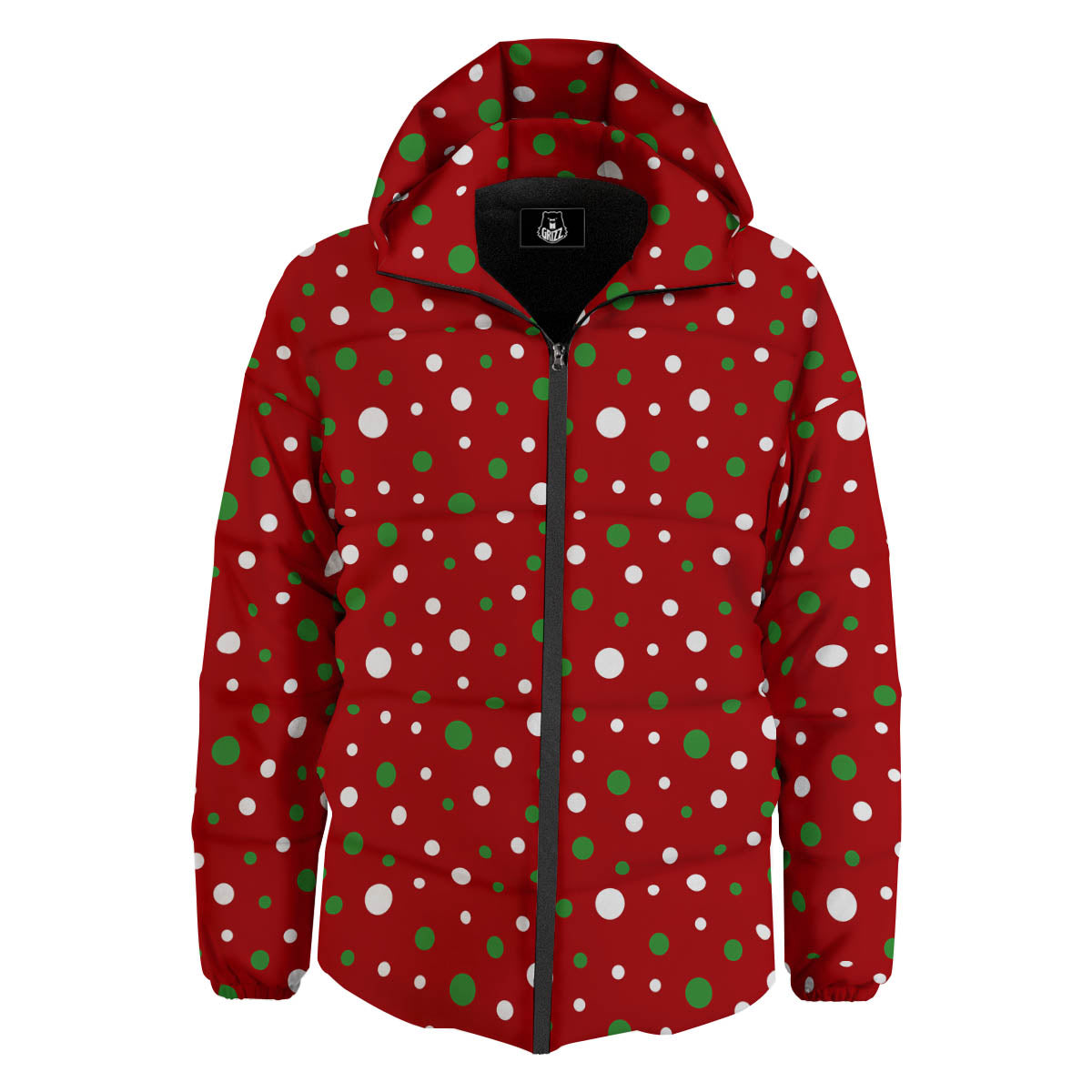 Polka Dot Christmas Style Print Pattern Down Jacket-grizzshop