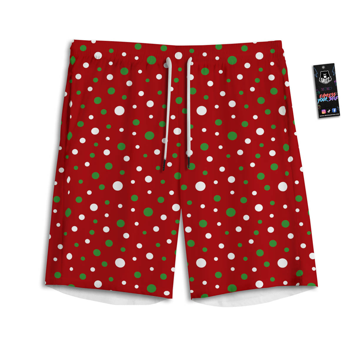 Polka Dot Christmas Style Print Pattern Men's Athletic Shorts