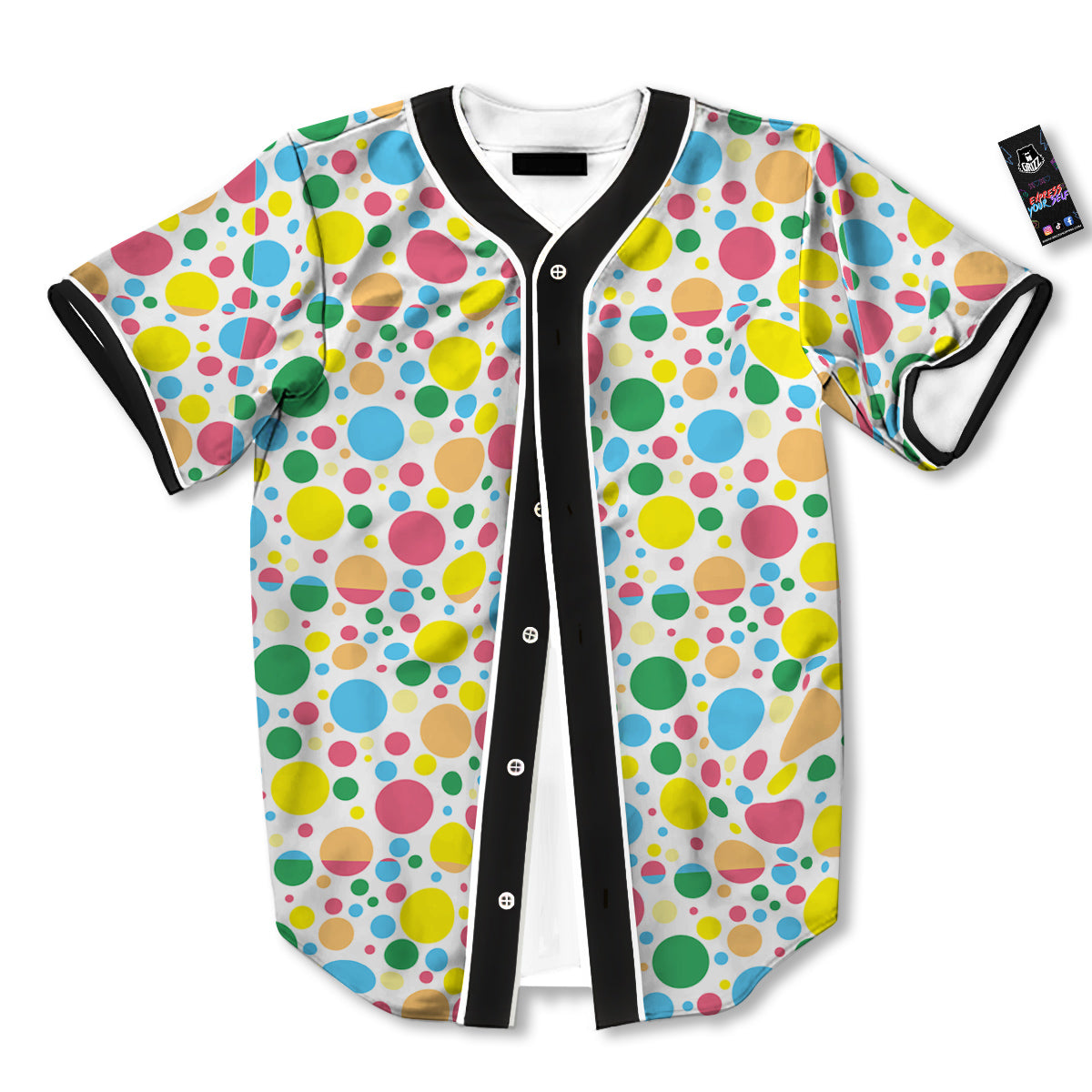 Polka Dot Colorful Print Pattern Baseball Jersey-grizzshop