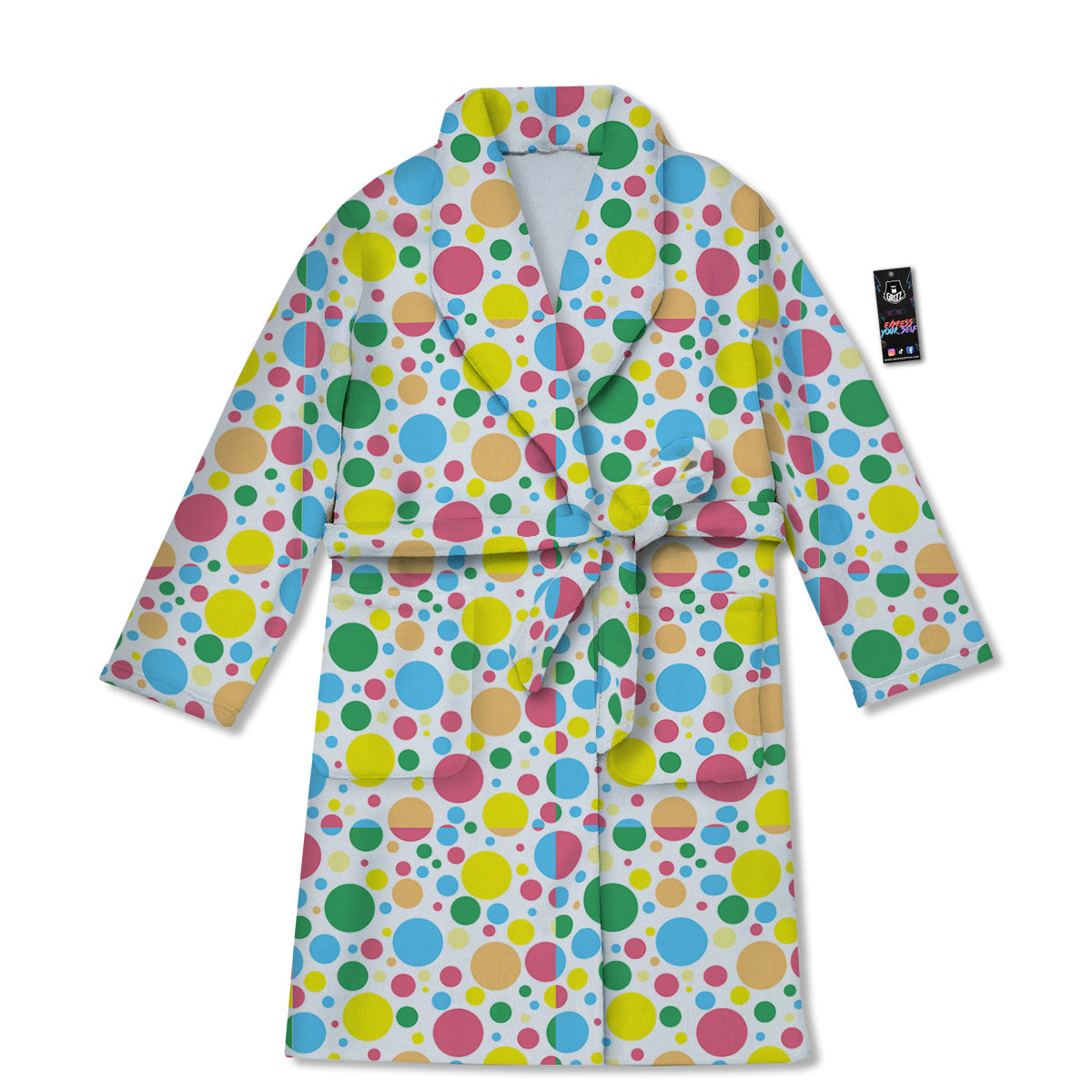 Polka Dot Colorful Print Pattern Bathrobe-grizzshop
