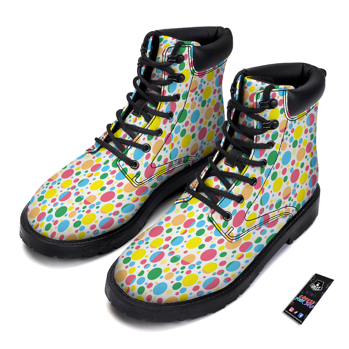 Polka Dot Colorful Print Pattern Boots-grizzshop