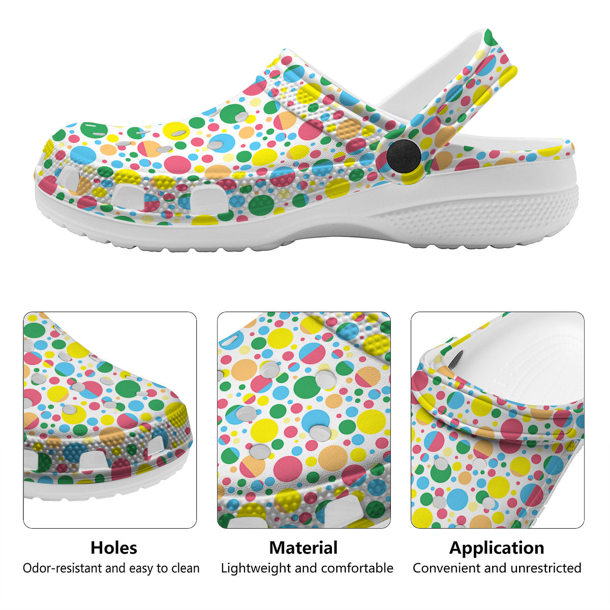 Polka Dot Colorful Print Pattern Clog-grizzshop