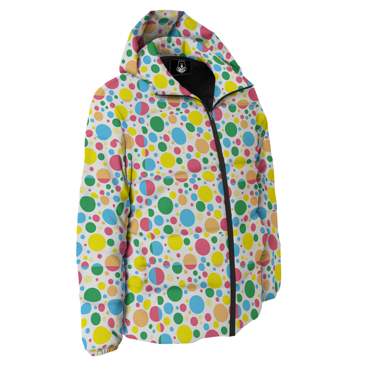 Polka Dot Colorful Print Pattern Down Jacket-grizzshop